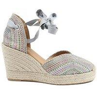 Jones Bootmaker Alyssa Closed Toe Wrap Around Wedge - Blue Multi