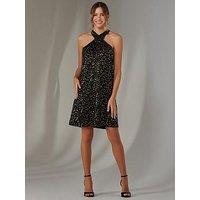 Jolie Moi Halter Neck Tie Mini Dress - Black