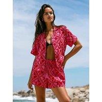Chelsea Peers Organic Cotton Cheesecloth Starfish Print Short Sleeve Shirt