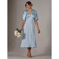 Jolie Moi Satin A-Line Midaxi Dress - Blue
