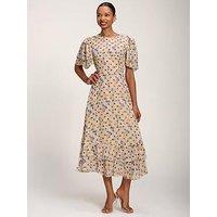 Jolie Moi Frill Detail Chiffon Midaxi Dress - Beige