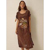 Monsoon La Palma Jacquard Midi Kaftan - Brown