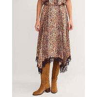 Monsoon Babette Leopard Print Midi Slip Skirt - Brown