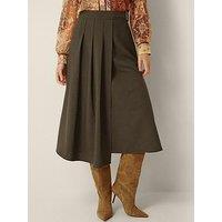 Monsoon Jillian Pleated Kilt Midi Skirt - Green