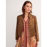 Monsoon Lucia Faux Suede Jacket - Brown