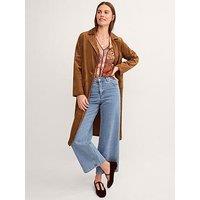Monsoon Tove Faux Suede Coat - Brown