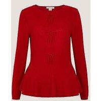 Monsoon Paula Bow Peplum Jumper - Red