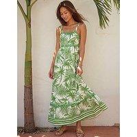 Roman Leaf Print Ric Rac Dress