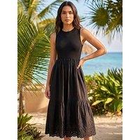 Roman Cotton Broderie Midi Dress