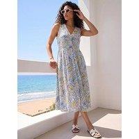 Roman Petite Abstract Print Button Dress