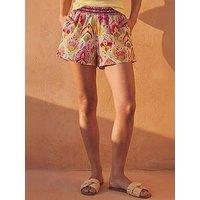Roman Mixed Print Stretch Shorts