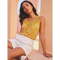 Roman Printed Crochet Trim Vest Top