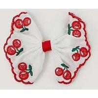 Monsoon Girls Cherry Embroidered Bow Hair Clip