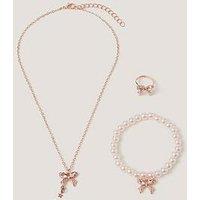 Monsoon Girls Pretty Bow Jewellery Set - Gold