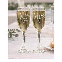 The Personalised Memento Company Personalised Mr & Mrs Pair Of Flute Glasses