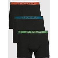 Emporio Armani Bodywear Bold Monogram Waistband 3 Pack Trunks - Black