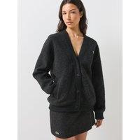 Lacoste Womens Oversized V-Neck Button-Through Cardigan - Grey