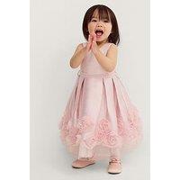 Monsoon Baby Girls Duchess 3D Roses Dress - Dusky Pink