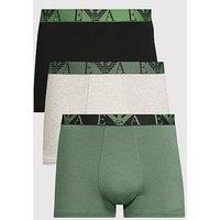 Emporio Armani Bodywear Regular Fit 3-Pack Jersey Trunks With A Bold Monogram Coloured