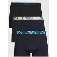 Emporio Armani Bodywear Bold Monogram Waistband 3 Pack Trunks - Navy