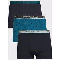 Emporio Armani Bodywear Bold Monogram Waistband 3 Pack Trunks - Assorted