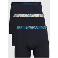 Emporio Armani Bodywear Bold Monogram Waistband 3 Pack Trunks - Navy