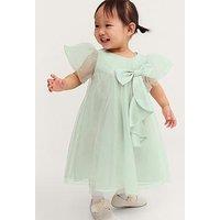 Monsoon Baby Girls Winnie Waterfall Dress - Light Green