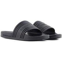 Emporio Armani Bodywear Mens Wide Strap Cushioned Pool Slides - Black