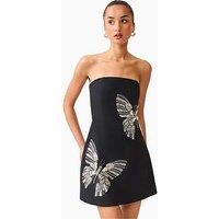 Elliatt Mira Strapless Butterfly Detail Mini Dress - Black