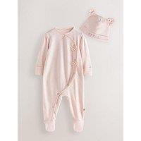 Ted Baker Baby Girls Pointelle Sleepsuit & Hat - Light Pink