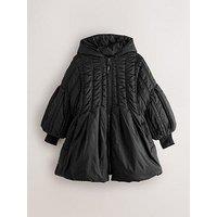 Smallsaints Older Girls Seam Mid Length Bubble Hem Padded Coat - Black