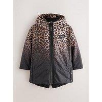 Smallsaints Girls' Leopard Ombre Print Hooded Padded Coat