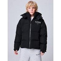 Smallsaints Boys' Hooded Puffer Jacket With Zip Pockets And Logo Detail - Black