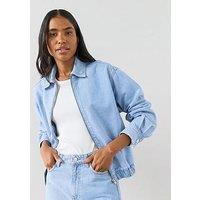 The Very Collection Co-Ord Drawcord Zip Through Denim Jacket - Light Wash