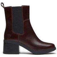 Timberland Womens Bellevaux Premium Leather Block Heel Chelsea Boots - Red