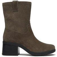 Timberland Womens Bellevaux Suede Zip Up Block Heel Boots - Brown
