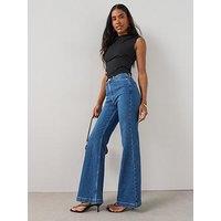 The Very Collection High Waist Flare Jeans - Mid Wash