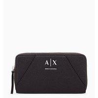 Armani Exchange Womens Isabel Zip-Around Logo Purse - Black