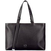 Armani Exchange Womens Minimal Logo Spacious Tote Bag - Black