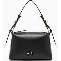 Armani Exchange Womens Faux Leather Adjustable Strap Shoulder Bag - Black