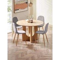 Julian Bowen Cellini Oak Table And 4 Lottie Grey Chairs