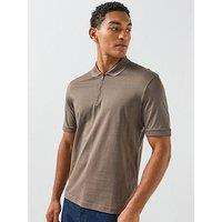 Armani Exchange Zip Neck Polo Shirt - Brown