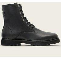 Allsaints Mens Skiff Military Lace Up Side Zip Leather Boots - Black