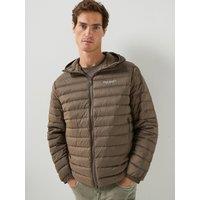 Armani Exchange Mens Padded Hooded Jacket - Brown