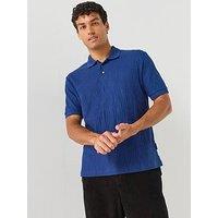 Armani Exchange All Over Tonal Logo Polo Shirt - Bright Blue