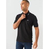 Armani Exchange Cotton Pique Polo Shirt With Tipped Collar Detail - Black
