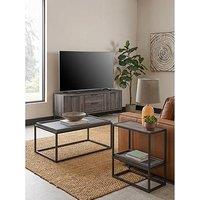 The Very Collection Harlem 3 Piece Package - End Table, Coffee Table And Tv Unit - Black & Oak - Fsc Certified