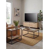 The Very Collection Harlem 3 Piece Package - End Table, Coffee Table And Tv Unit - Light Oak