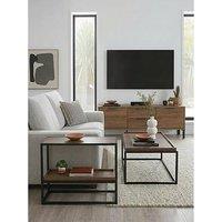 The Very Collection Harlem 3 Piece Package - End Table, Coffee Table And Tv Unit - Mid Oak