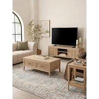 Michelle Keegan Home Lindley 3 Piece & Package - Side Table, Coffee Table, Tv Unit - Oak Effect - Fsc Certified